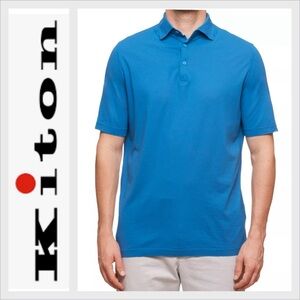 Kiton Positano Cotton Polo blue 17/39